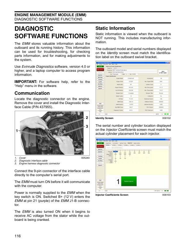Evinrude ETEC 115 130 150 175 200 V4 V6 Outboard Service Manual sample page showing repair procedures