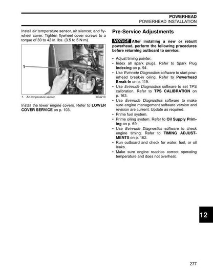 Evinrude ETEC 200 225 250 300 Service Manual sample page with technical illustrations