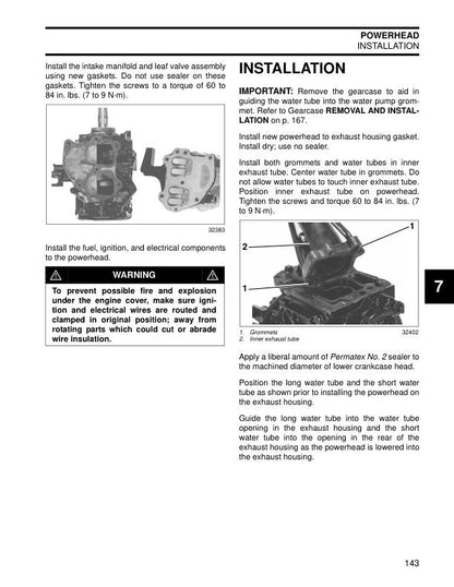 Johnson 9.9 15 HP Outboard Service Manual sample page with technical illustrations