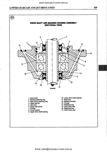 Evinrude 65 - 300 Outboard Service Manual sample page showing repair procedures