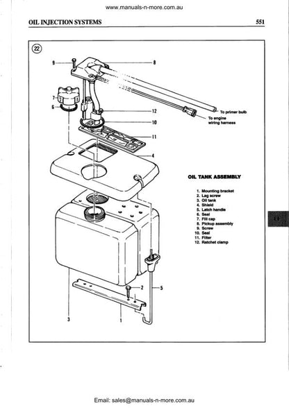 Evinrude 65 - 300 Outboard Service Manual sample page with technical illustrations