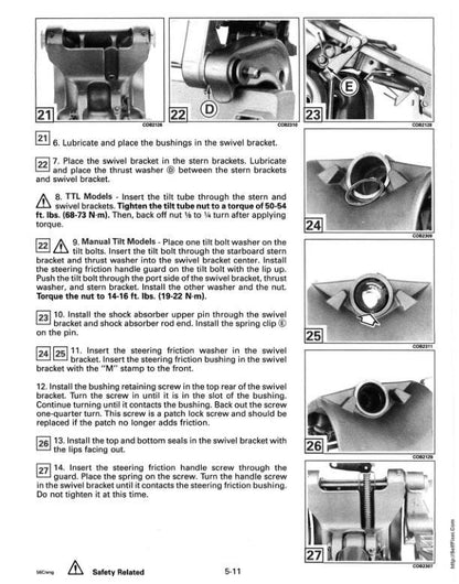 Evinrude 60 65 70 Outboard Service Manual sample page with technical illustrations