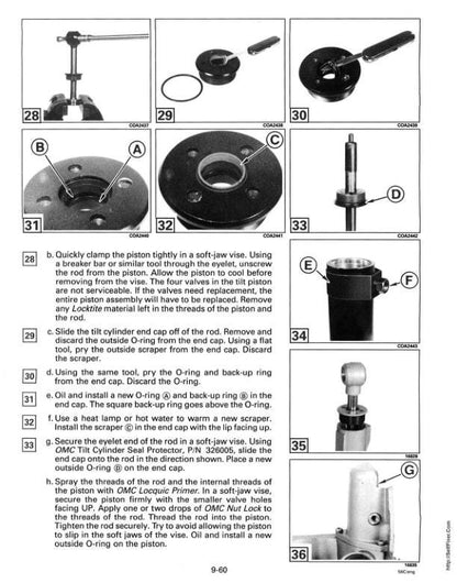 Evinrude 60 65 70 Outboard Service Manual sample page with service data and tables