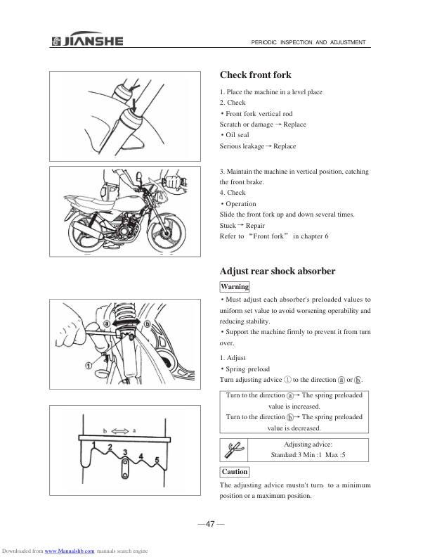 Jianshe JS125-6B Motorcycle Service Manual sample page from service manual