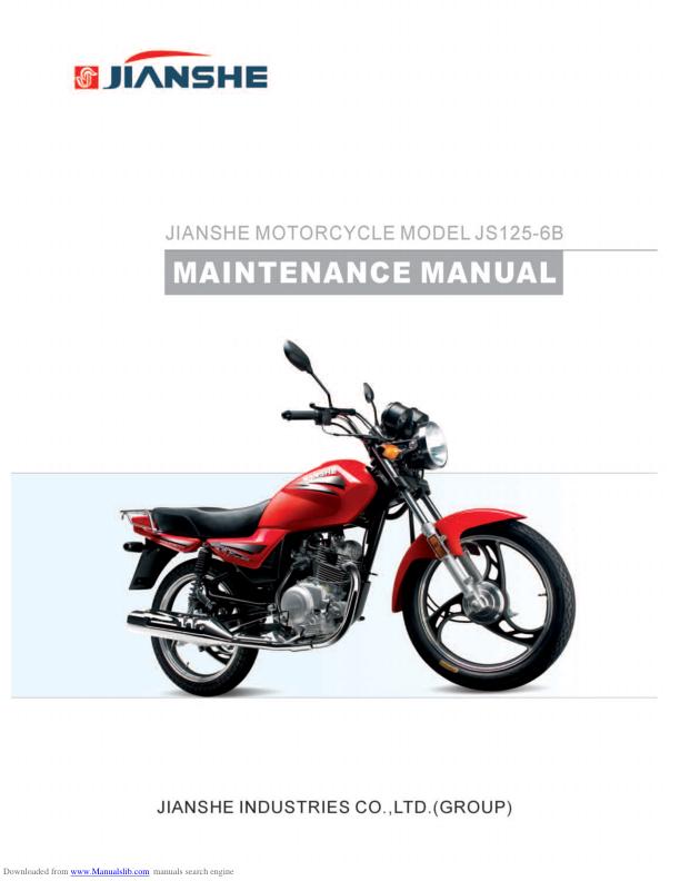 Jianshe JS125-6B Motorcycle Service Manual factory service manual title page