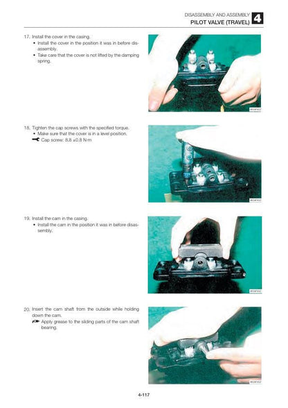 Takeuchi TB250 Mini Excavator Service Manual sample page showing repair procedures