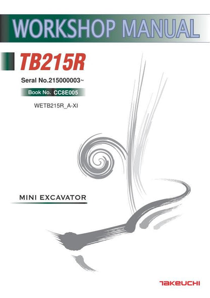 Takeuchi TB215R Mini Excavator Service Manual factory service manual title page