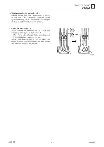Takeuchi TB215R Mini Excavator Service Manual sample page with technical illustrations