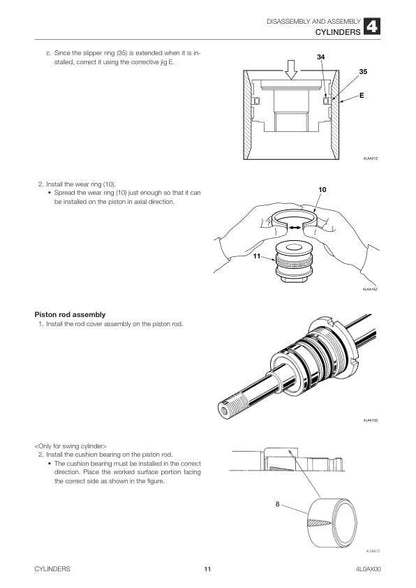 Takeuchi TB215R Mini Excavator Service Manual sample page showing repair procedures