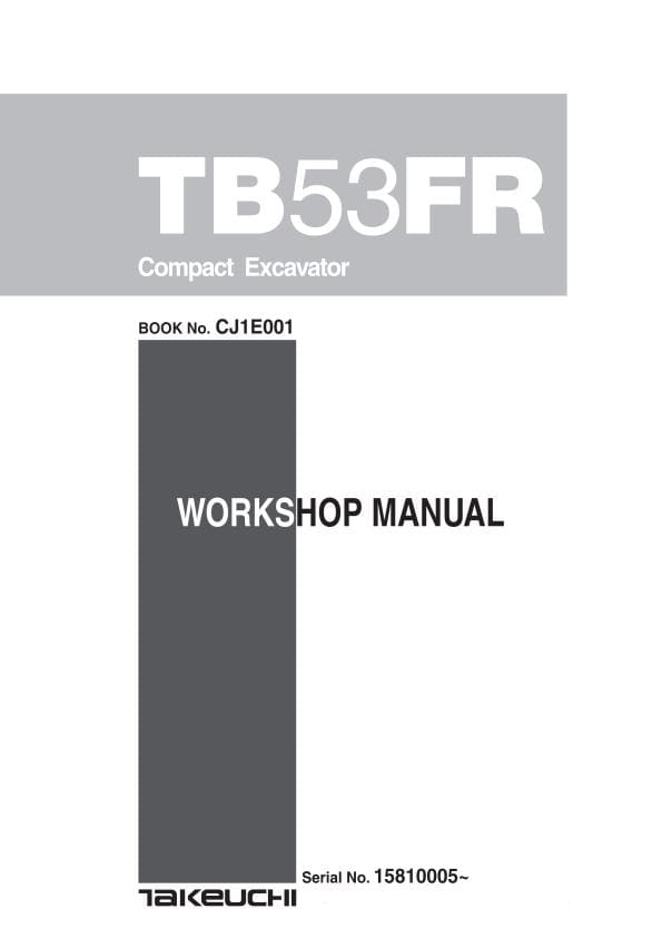 Takeuchi TB53FR Compact Excavator Service Manual factory service manual title page