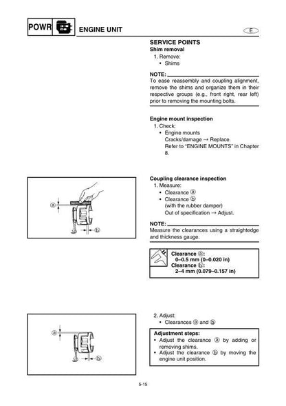 Yamaha WaveRunner GP1300R Service Manual sample page showing repair procedures