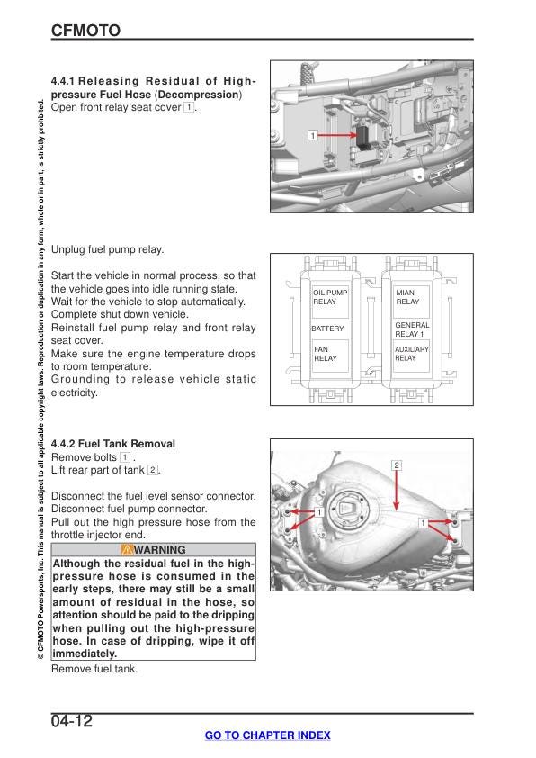 CFMOTO 450SS Service Manual sample page from service manual