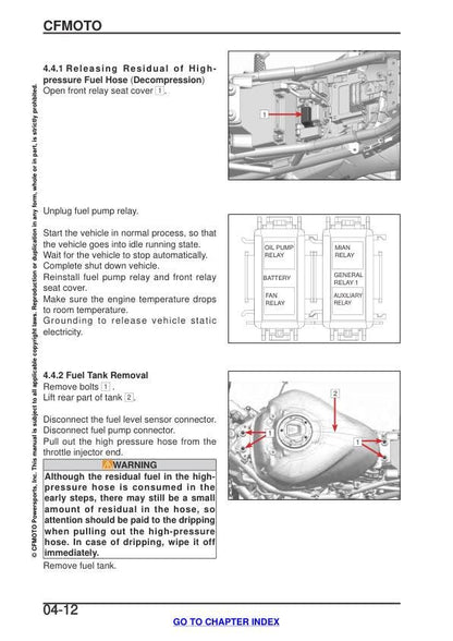 CFMOTO 450SS Service Manual sample page from service manual