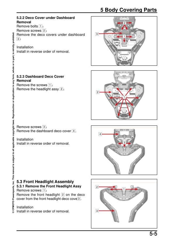 CFMOTO 450NK Service Manual sample page from service manual