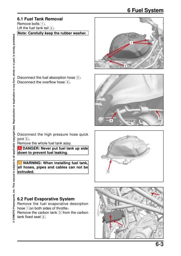 CFMOTO 450NK Service Manual sample page from the repair manual