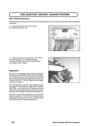 Polaris MSX110 MSX150 Service Manual sample page with service data and tables