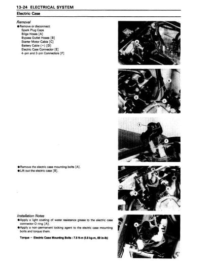 Kawasaki Jetski 750 SX SXi Pro Service Manual sample page with technical illustrations