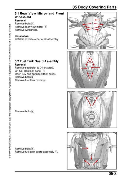 CFMOTO 300SS Service Manual sample page from service manual