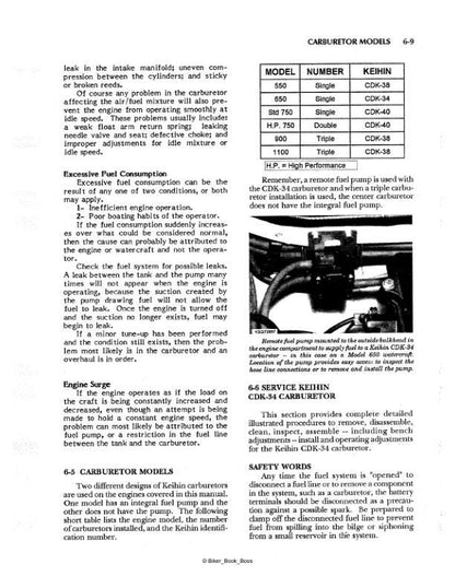 Kawasaki Jet Ski 550 650 750 900 1100 Service Manual sample page with diagrams and specifications