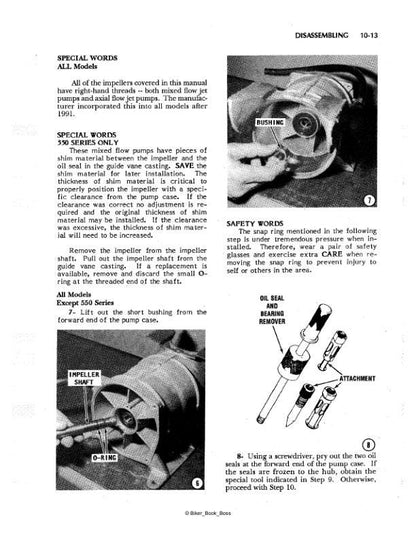 Kawasaki Jet Ski 550 650 750 900 1100 Service Manual sample page with service data and tables