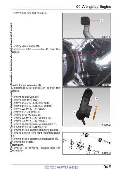 CFMOTO CFORCE 800XC 850XC Service Repair Manual sample page showing repair procedures