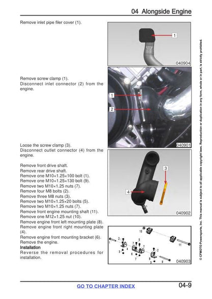 CFMOTO CFORCE CF80OXC Service Repair Manual sample page showing repair procedures
