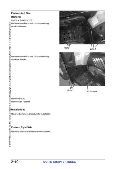 CFMOTO CFORCE CF625-B CF625-C Service Repair Manual sample page from service manual