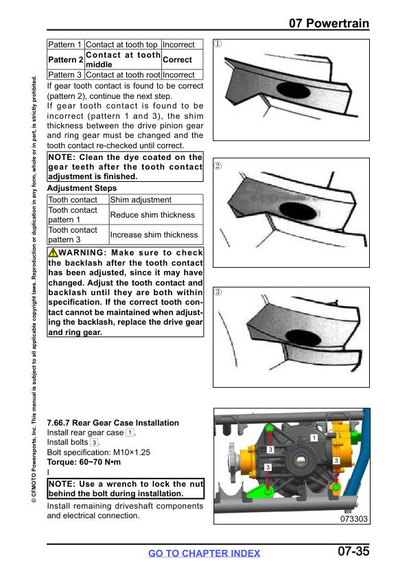 CFMOTO CFORCE CF600 CF625 Service Repair Manual sample page with service data and tables