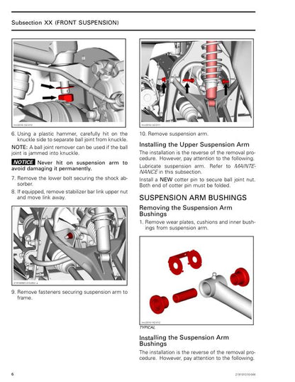 Can Am Defender Traxter HD5 HD8 HD10 Service Manual sample page showing repair procedures