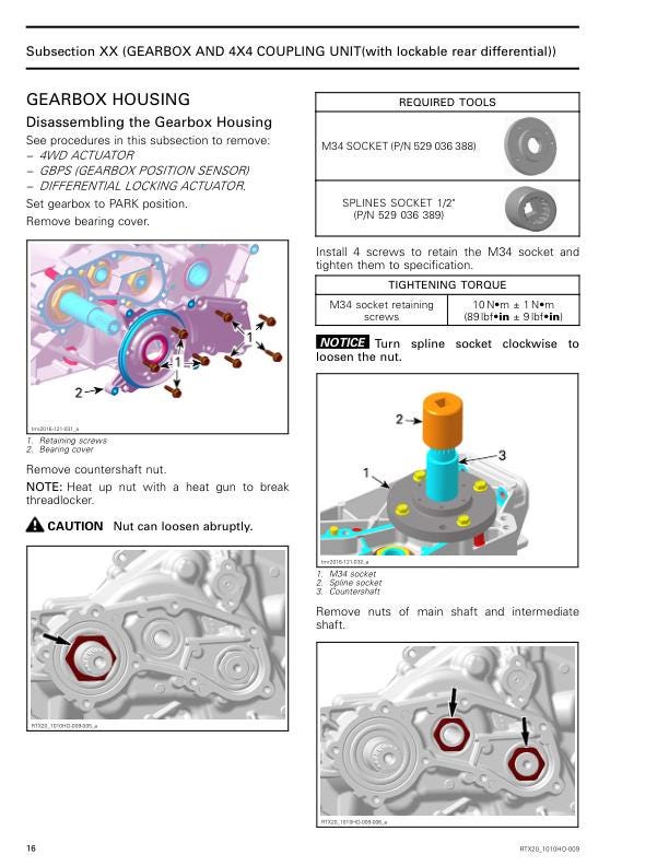 Can Am Defender Traxter HD5 HD8 HD10 Service Manual sample page with diagrams and specifications