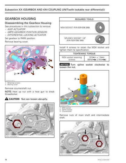 Can Am Defender Traxter HD5 HD8 HD10 Service Manual sample page with diagrams and specifications