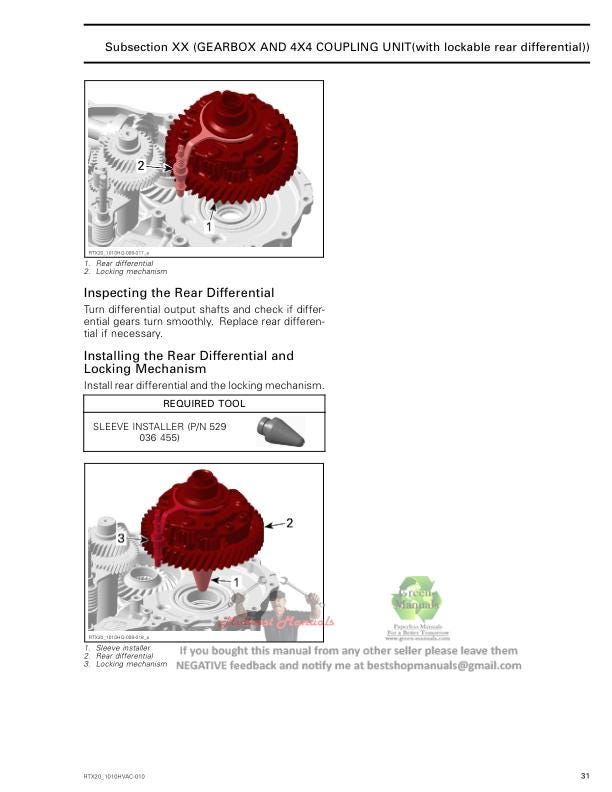 Can Am Defender Pro DPS XT HD10 Service Manual sample page with diagrams and specifications