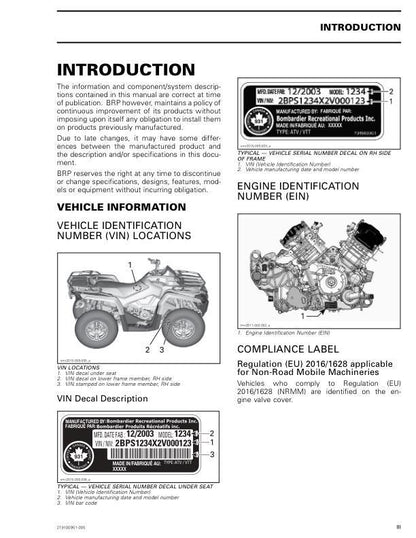 Can Am Outlander 450 570 Service Manual factory service manual title page