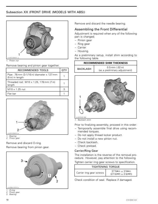 Can Am Outlander 450 570 Service Manual sample page with technical illustrations