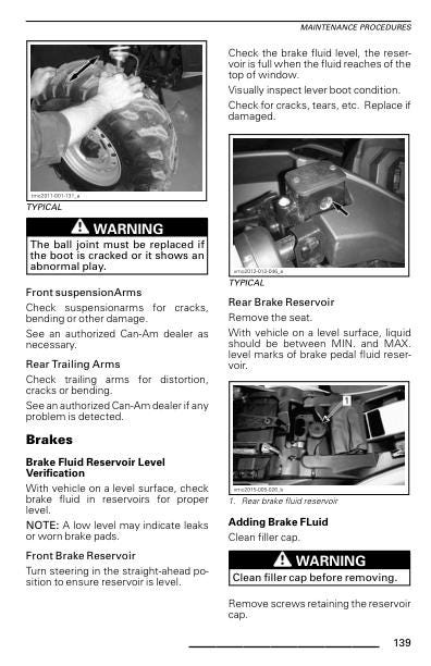 Can Am Outlander 570 Pro 650 850 1000 Service Manual sample page with technical illustrations