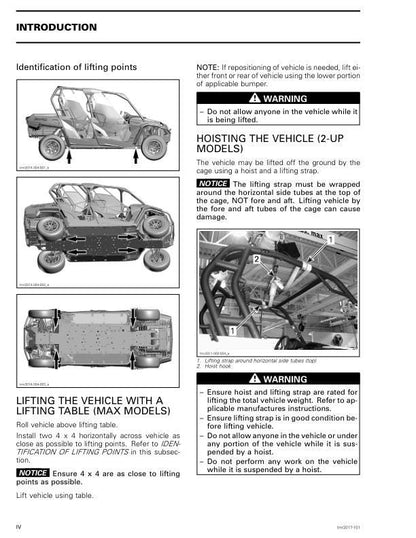 Can Am Commander 800R 1000 DPS XT Service Manual table of contents