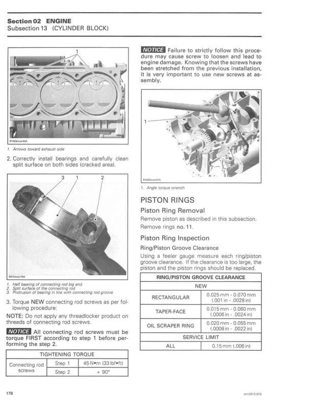 Sea-Doo GTS GTI GTR RXP RXT GTX Wake Service Manual sample page showing repair procedures