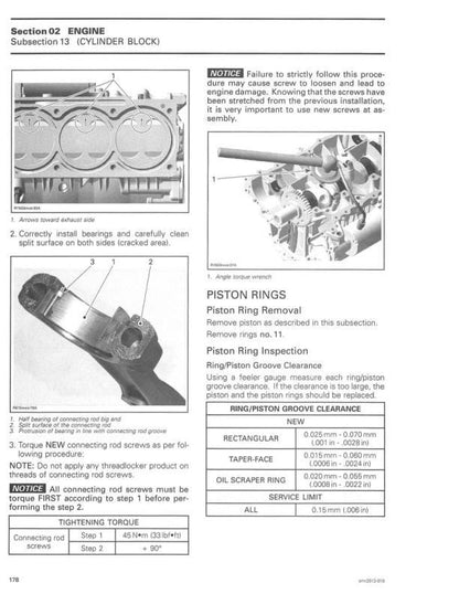Sea-Doo GTS GTI GTR RXP RXT GTX Wake Service Manual sample page showing repair procedures