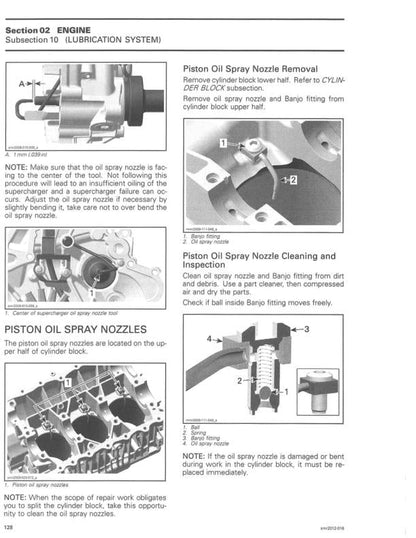 Sea-Doo GTS GTI GTR RXP RXT GTX Wake Service Manual sample page with diagrams and specifications