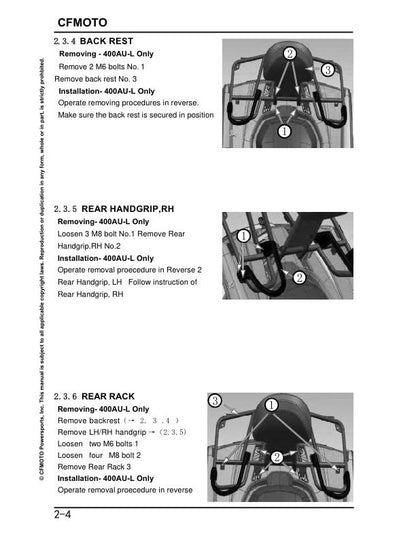 CFMOTO CFORCE 400 Service Repair Manual sample page from service manual