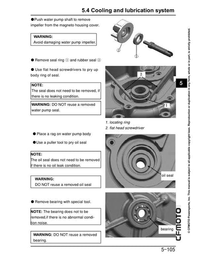CFMOTO CFORCE 400 Service Repair Manual sample page with service data and tables