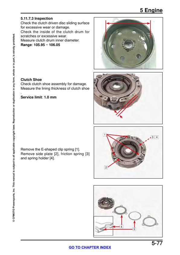 CFMOTO CFORCE 110 Service Repair Manual sample page with technical illustrations