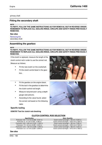 Moto Guzzi California 1400 Motorcycle Service Manual sample page with technical illustrations