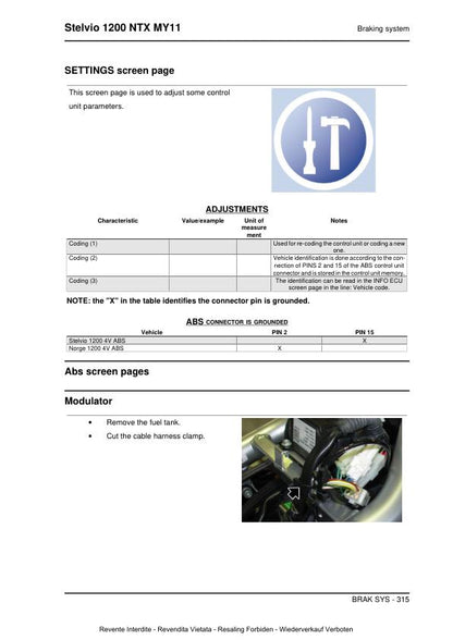 Moto Guzzi Stelvio 1200 NTX Motorcycle Service Manual sample page from the repair manual