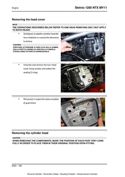 Moto Guzzi Stelvio 1200 NTX Motorcycle Service Manual sample page showing repair procedures