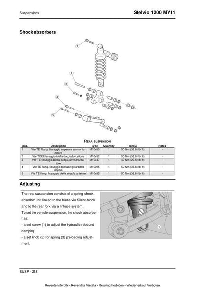 Moto Guzzi Stelvio 1200 Motorcycle Service Manual sample page with technical illustrations