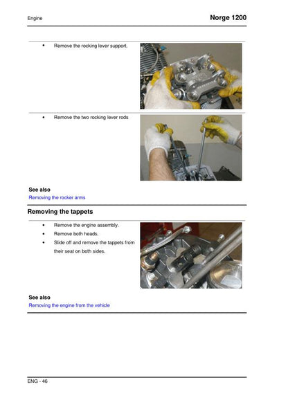 Moto Guzzi Norge 1200 Motorcycle Service Manual sample page showing repair procedures