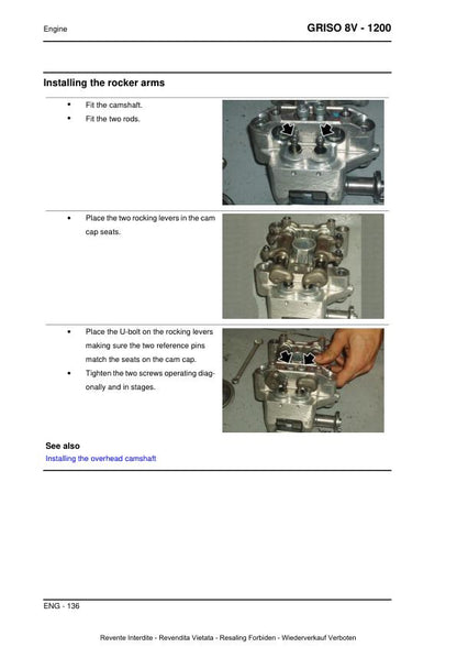 Moto Guzzi Griso 1200 8v Motorcycle Service Manual sample page showing repair procedures