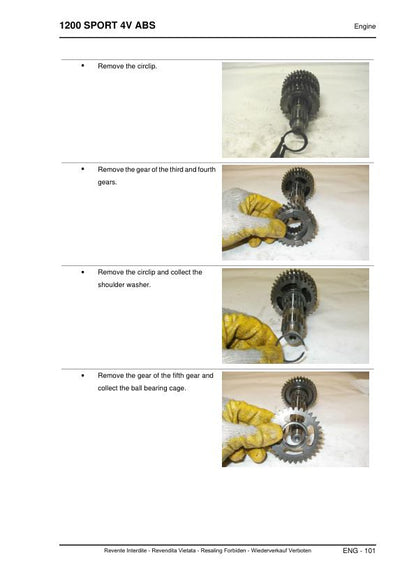 Moto Guzzi 1200 Sport 4V ABS Motorcycle Service Manual sample page with diagrams and specifications