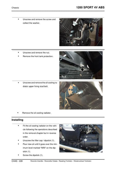 Moto Guzzi 1200 Sport 4V ABS Motorcycle Service Manual sample page with service data and tables